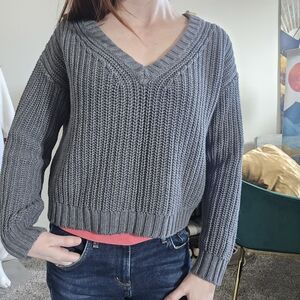 ATM Anthony Thomas Melillo Charcoal V-Neck Sweater